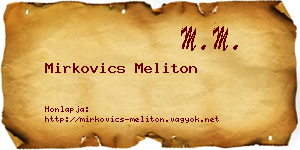 Mirkovics Meliton névjegykártya